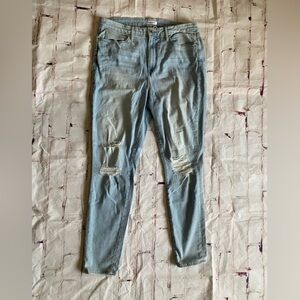 Good American Distressed Skinny Jeans Light Wash Stretch Denim Size 18)